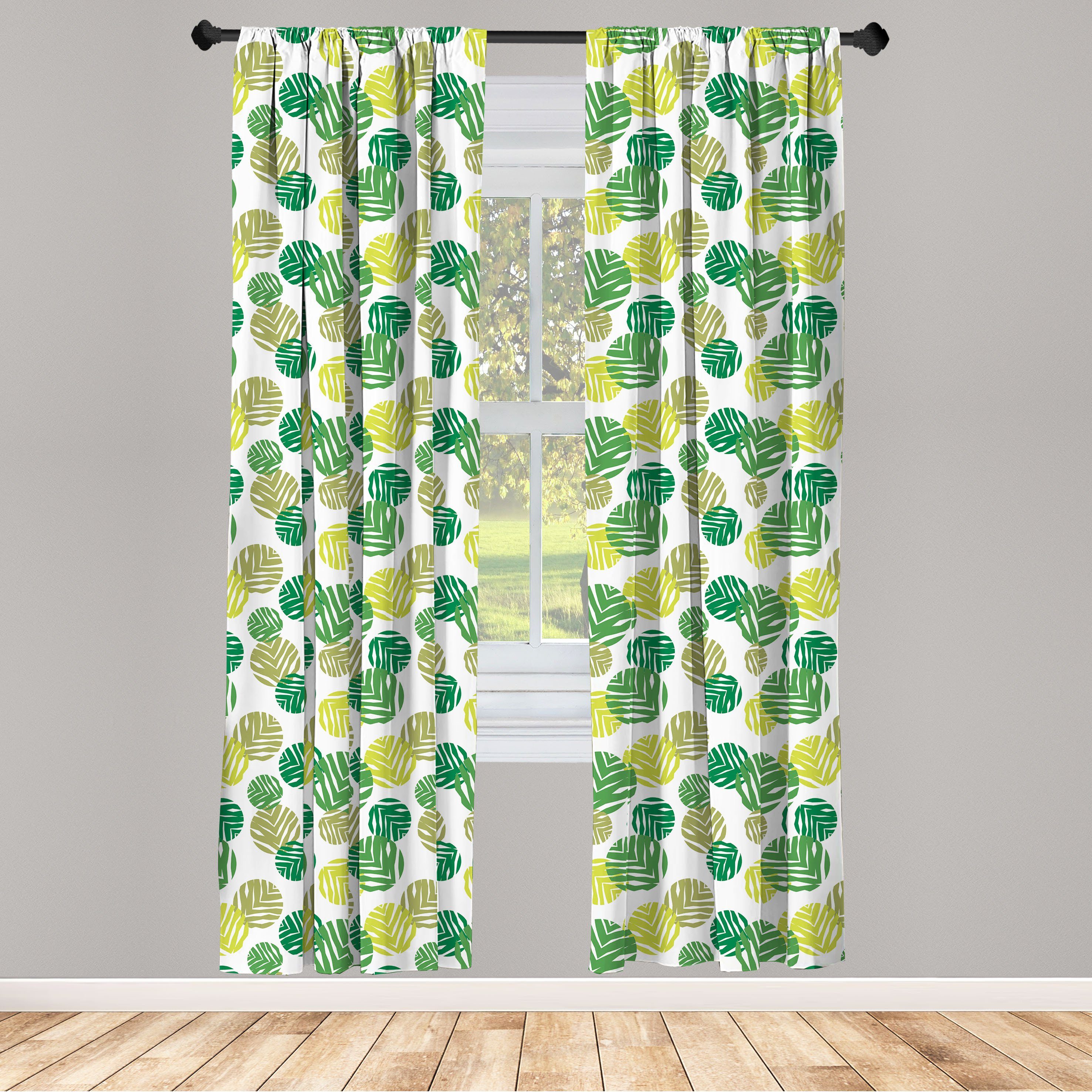 Gardine Vorhang für Wohnzimmer Schlafzimmer Dekor, Abakuhaus, Microfaser, Blatt Tropical Green Spring Leaves