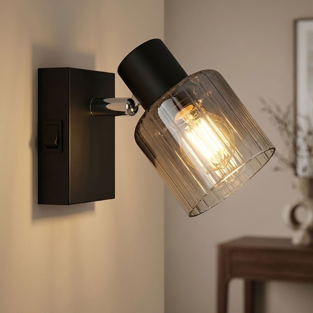 GLOBO LIGHTING LED Wandleuchte, Leuchtmittel inklusive, Warmweiß, LED Wandleuchte Wandlampe Wohnzimmerlampe Glas verstellbar
