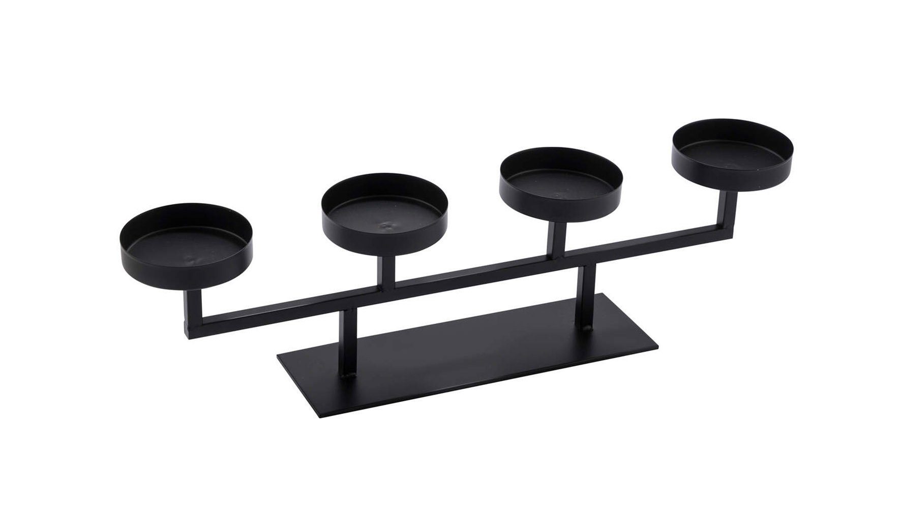 Spetebo Adventsleuchter Advents Kerzenständer schwarz - 48 x 13 cm, Metall Kerzenleuchter eckig für 4 Stumpenkerzen