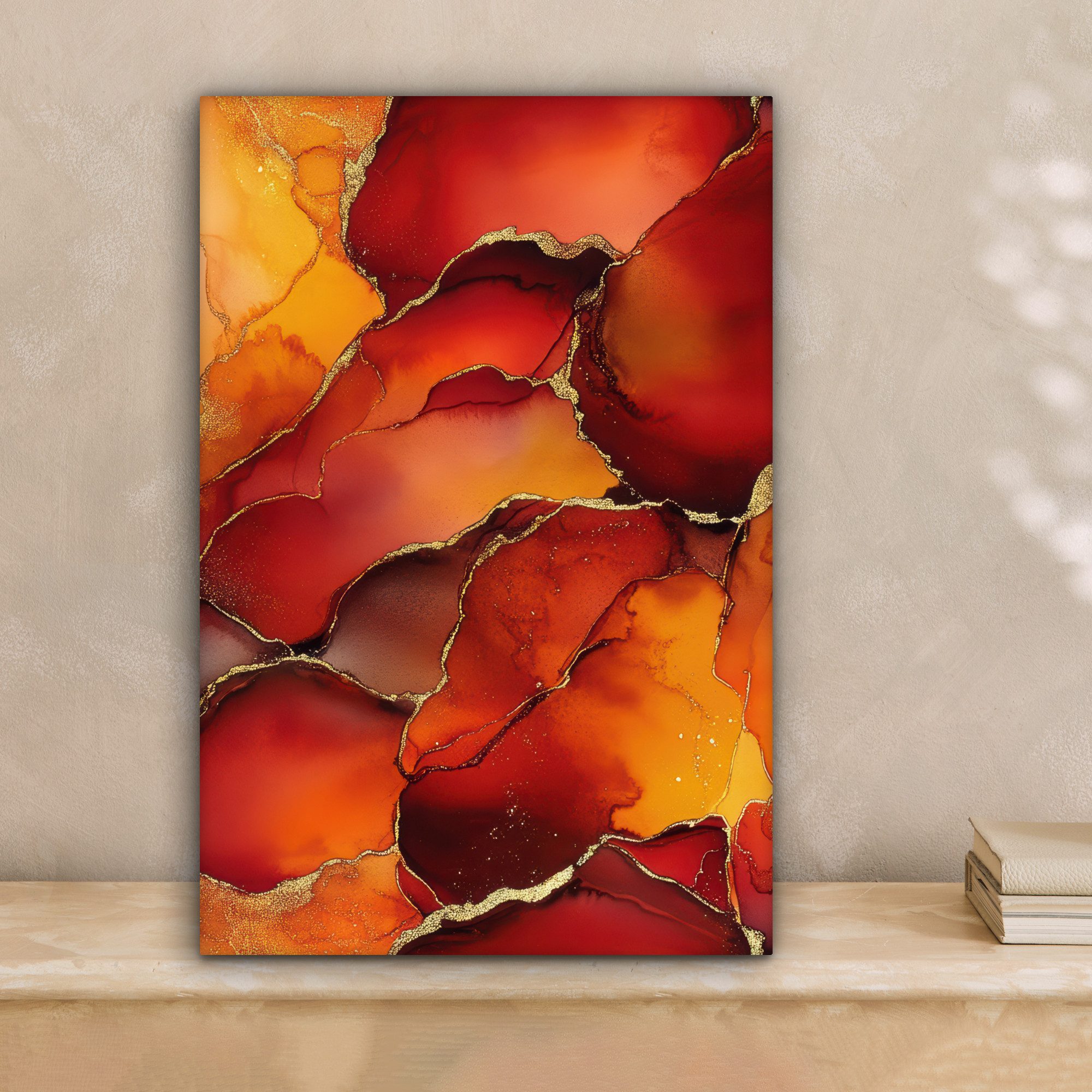 OneMillionCanvasses® Leinwandbild Rot - Marmor - günstig online kaufen