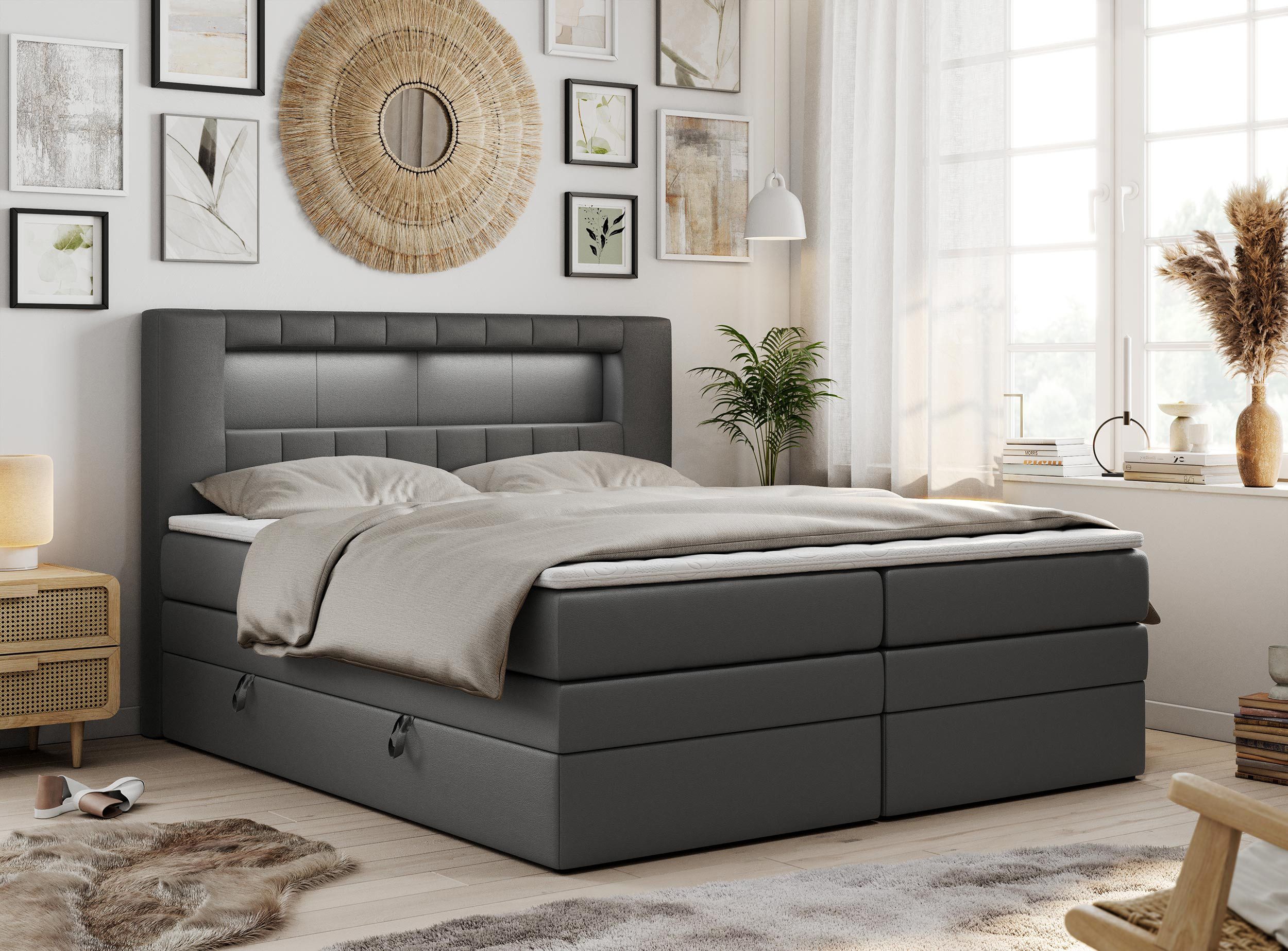 MKS MÖBEL Boxspringbett GOLD 5 KING (T30-Schaum, Topper T25, Doppelbett), P günstig online kaufen
