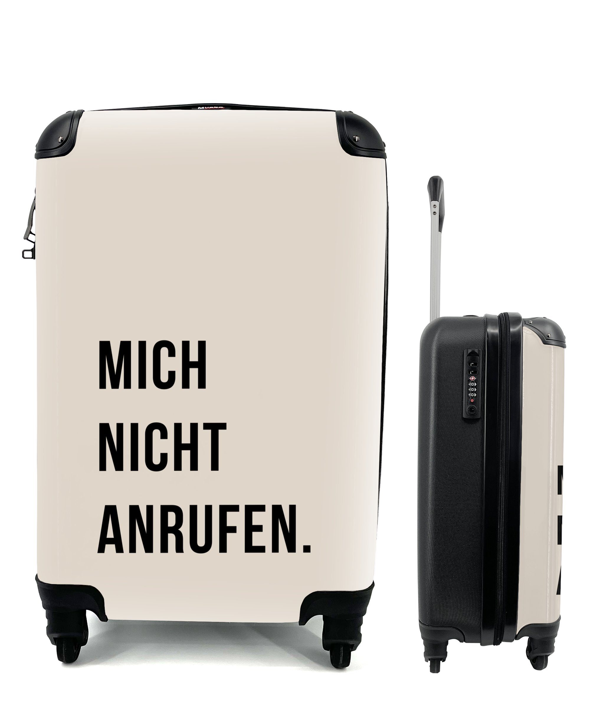 MuchoWow Trolley, Handgepäck für Reisetasche mit 4 Ich rollen, nicht Rollen, Ferien, - Reisekoffer an Handgepäckkoffer rufe Beige Zitate, -