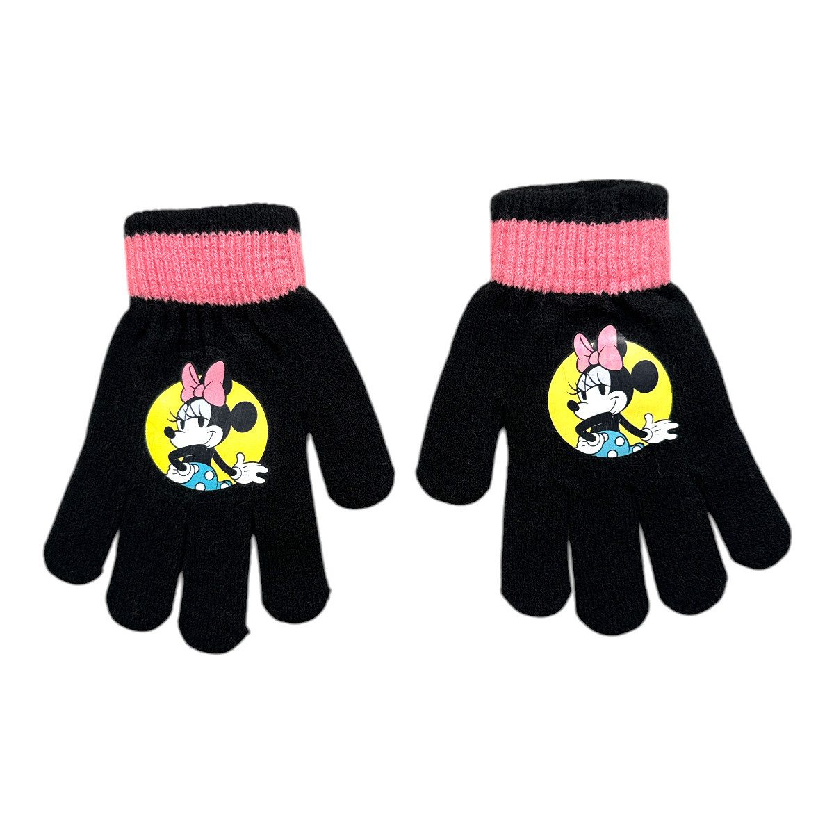 Disney Bommelmütze Disney Minnie Maus Kinder Winter Bommel Mütze plus Handschuhe Gr. 54