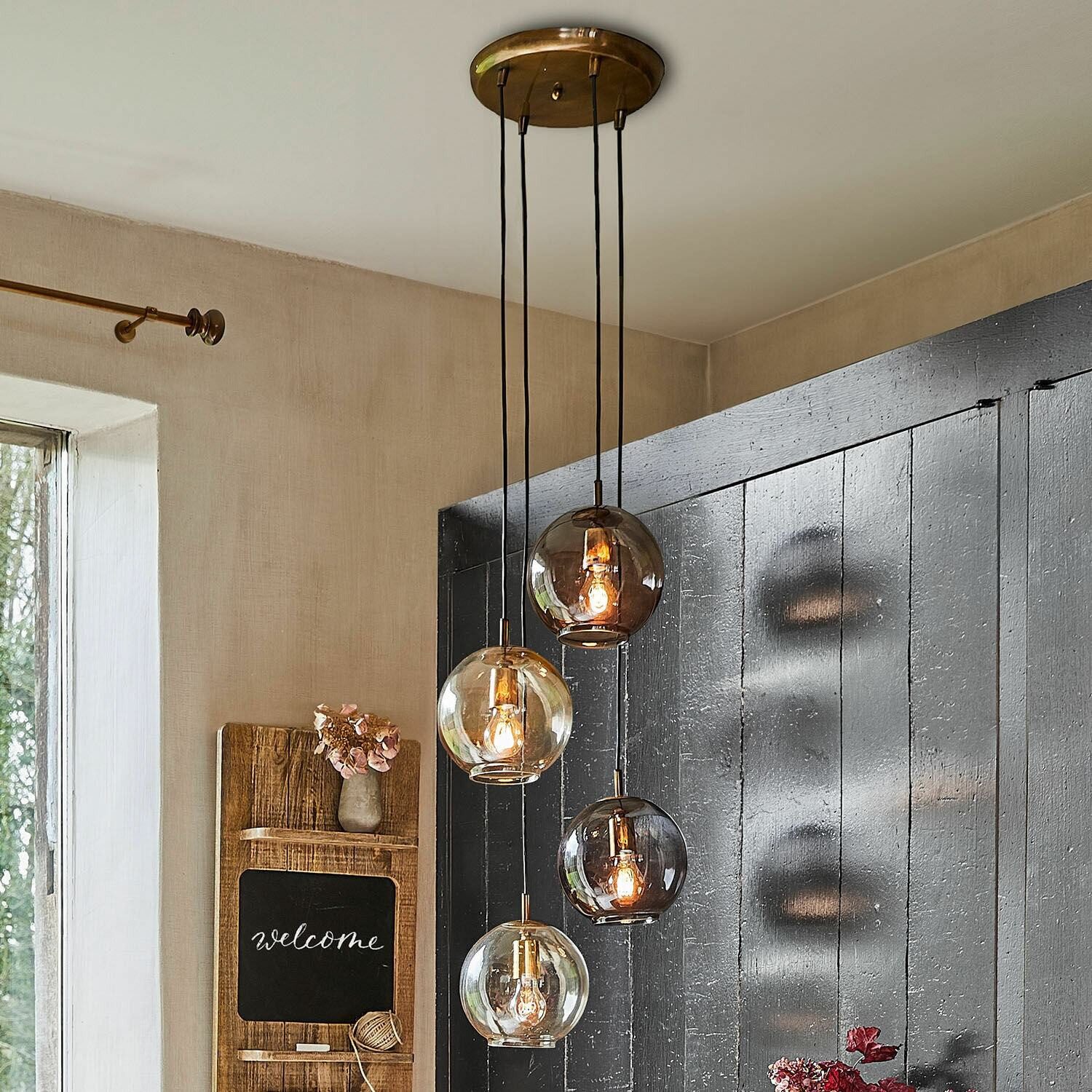 Mirabeau Hängeleuchten Hängelampe Brontille braun/antikmessing