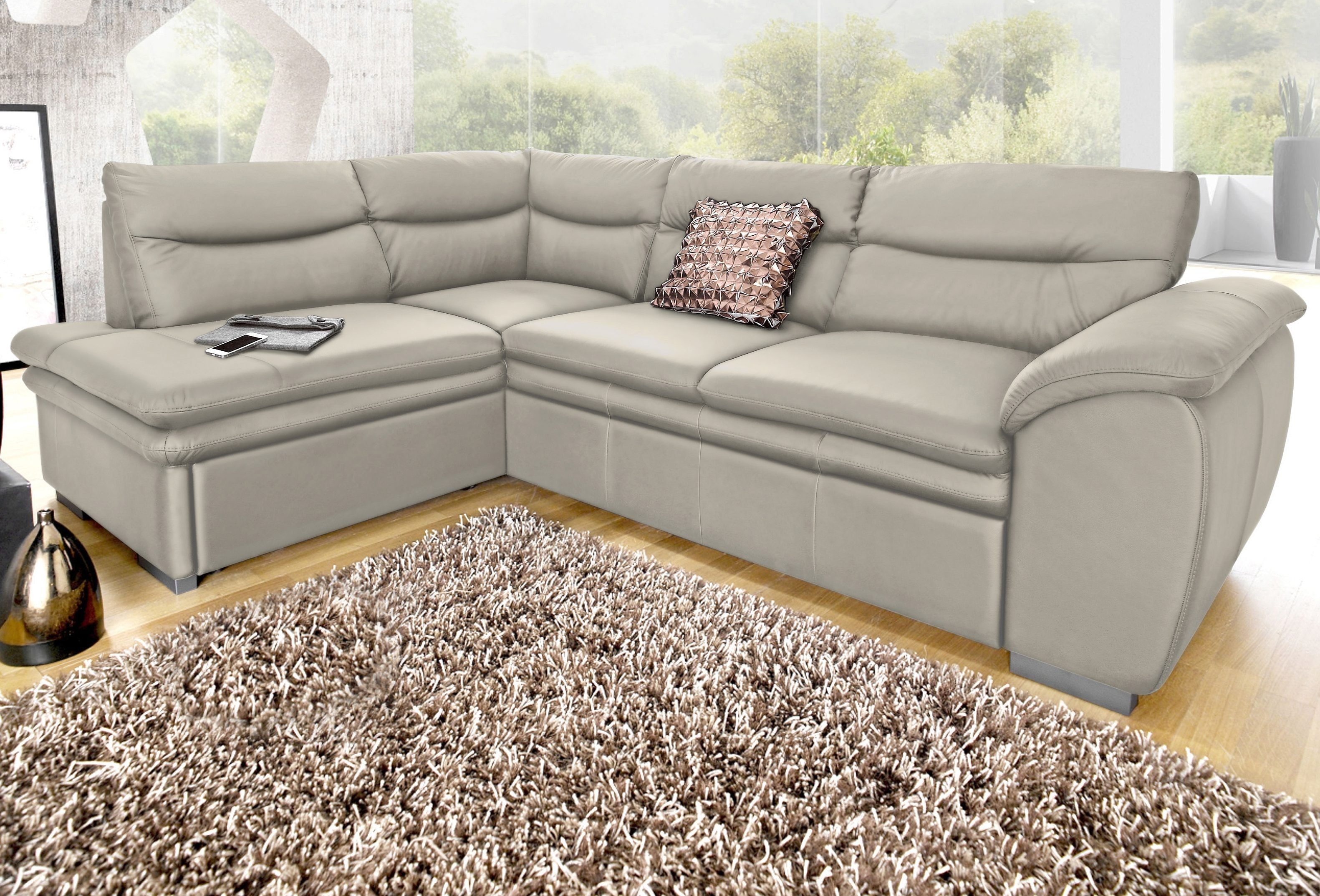 COTTA Ecksofa "Leandra L-Form", wahlweise mit Bettfunktion & Bettkasten günstig online kaufen