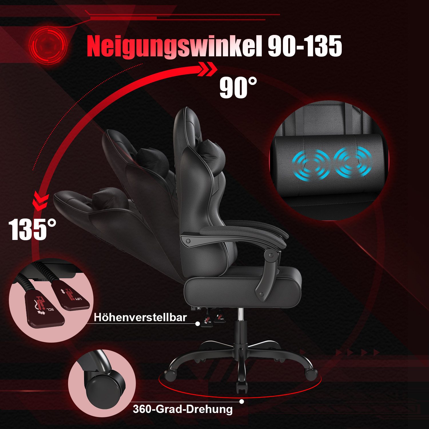 HOMALL Gaming-Stuhl Massage Bürostuhl mit Fußstütze,Kopfstütze Gaming Chair günstig online kaufen