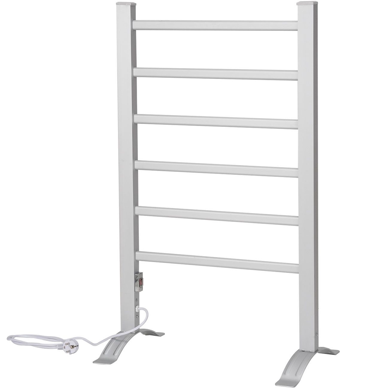 shop'n smile ideoon Heizkörper Elektrischer Handtuchtrockner freistehend 105W Handtuchwärmer IP44, 2-in-1 (Wand/Stand), 105W, IP44, Aluminium, 220–240V, platzsparend