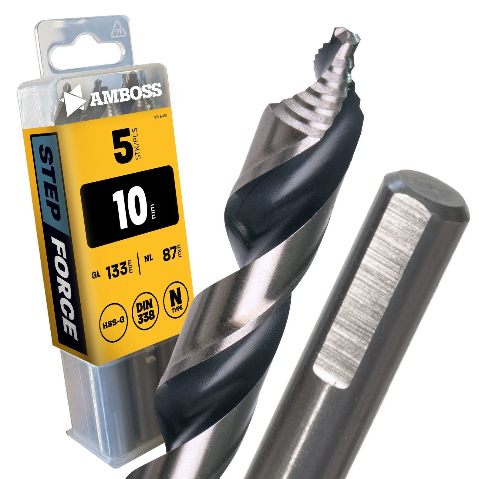 Amboss Werkzeuge Spiralbohrer 5 x HSS-G STEP Force Metallbohrer DIN 338 - Ø:10