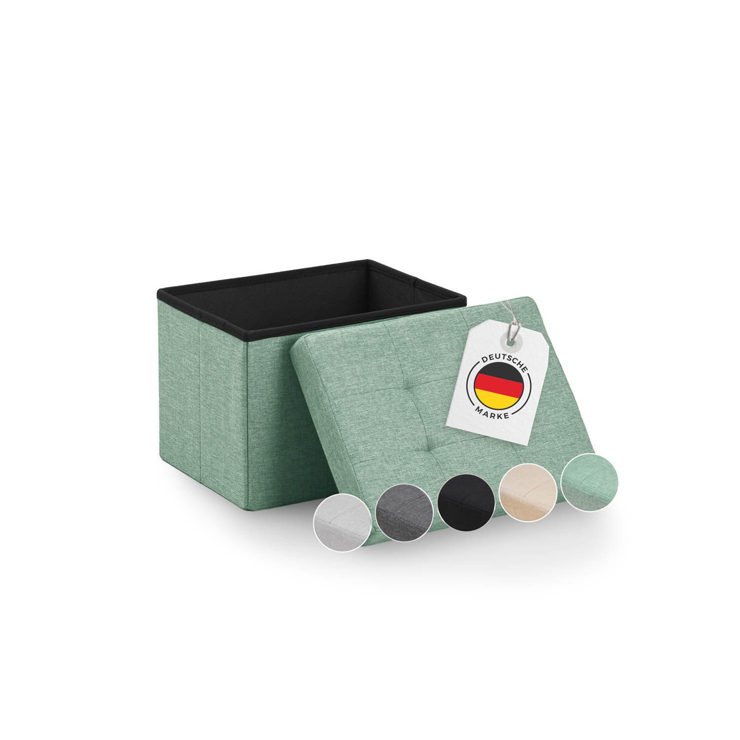 Blumtal Sitztruhe Sitzbank mit Stauraum + Aufbewahrungsboxen bei M & L - Polsterhocker, faltbar, nutzbar als Sitzhocker, Spielzeugtruhe, Fußhocker