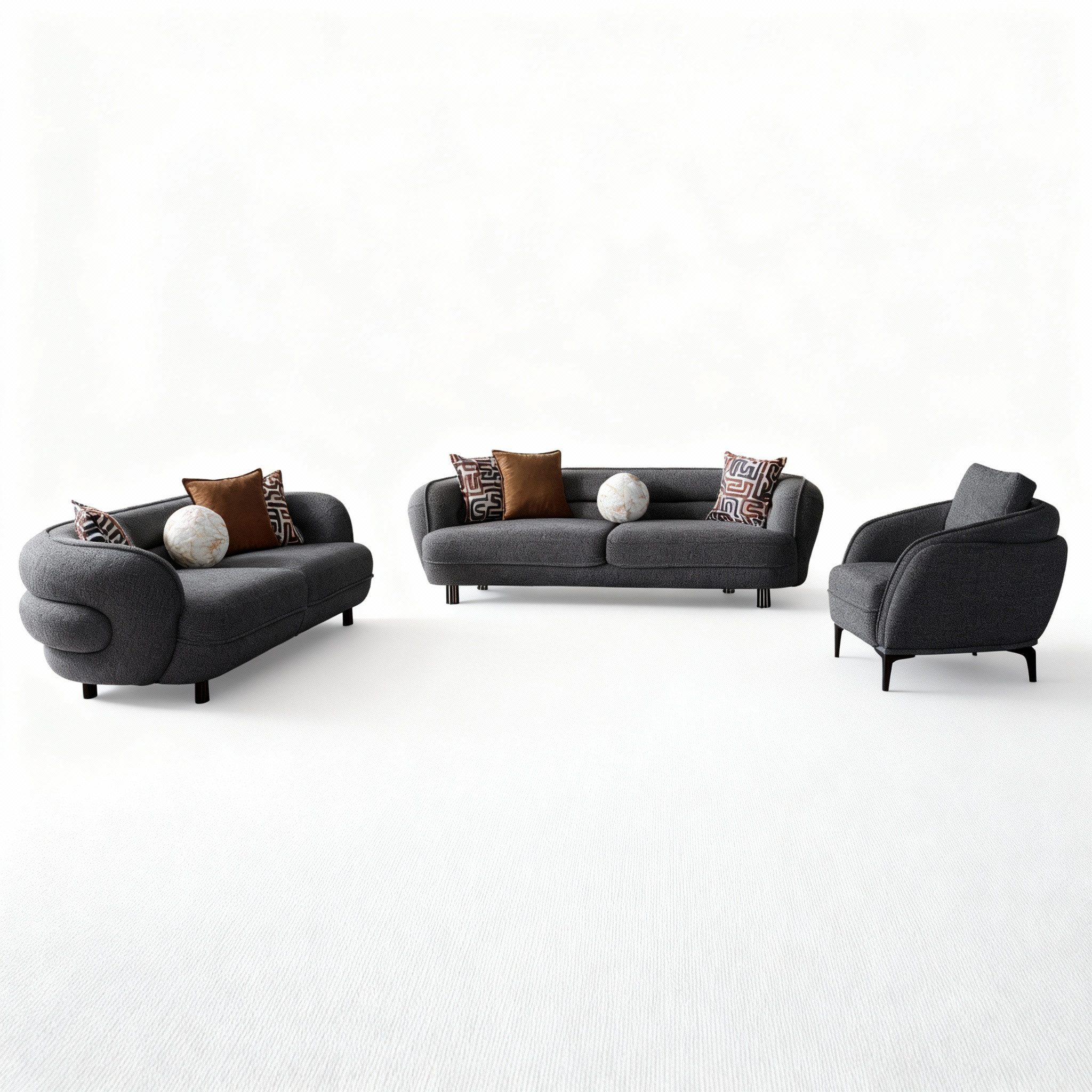 Palms-Store Sofa Set Marsilia 3 Trendfarben zur Auswahl, inkl. Zierkissen