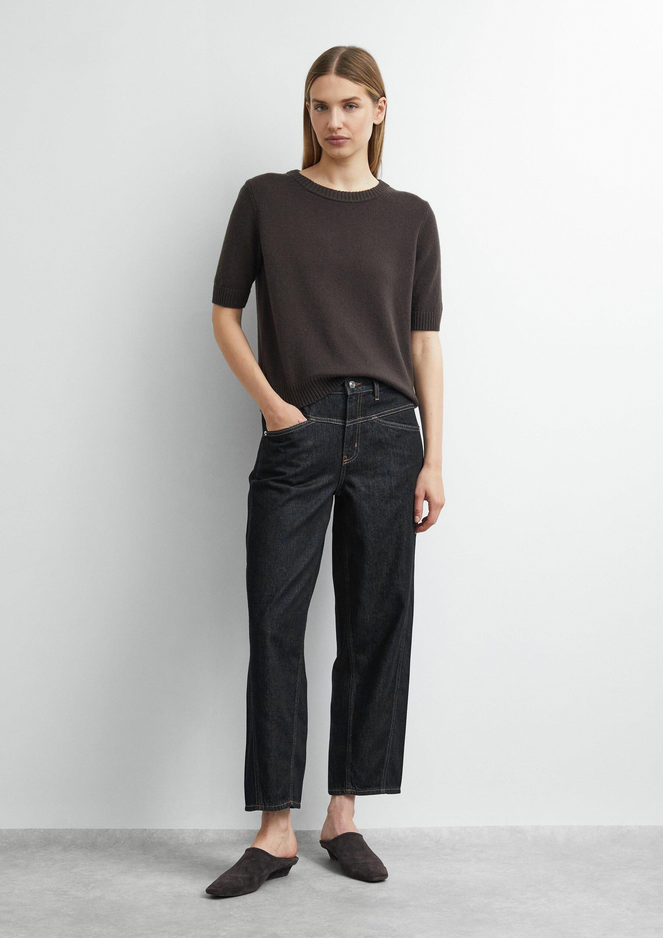 comma Weite Jeans Jeans-Hose LIV - Dark Denim mit Barrel Leg