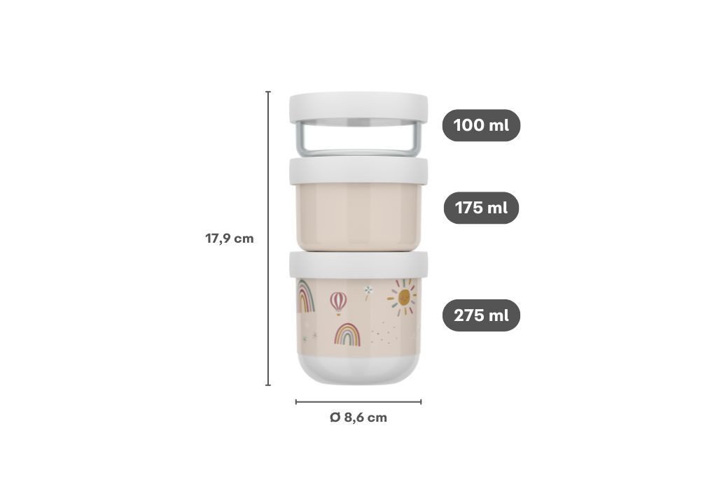 Mepal Kinderbesteck Mepal Mio 550 ml Snackbox stapelbar 3-teilig - Forest Friends