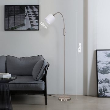 Nettlife Stehlampe Schwarz Vintage Stehleuchte mit Kippschalter Stoff Bogen Modern, 360° Drehbarer, LED wechselbar, für Wohnzimmer Schlafzimmer Arbeitszimmer Büro