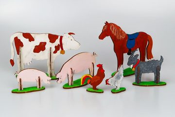 DeColibri Lernspielzeug Bastelset Basteln Kinder Holz Tiere Bauernhof Pferd (Bastelset zum Bemalen und Gestalten), Made in Germany