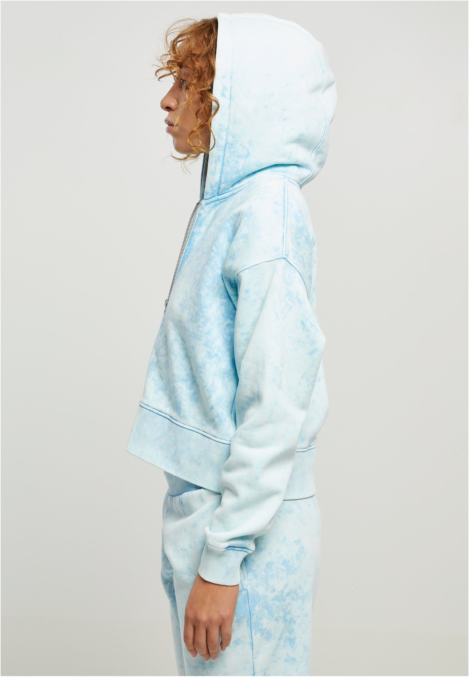 Short Towel (1-tlg) Sweatjacke Damen CLASSICS URBAN Hoody Oversized Washed balticblue Zip Ladies