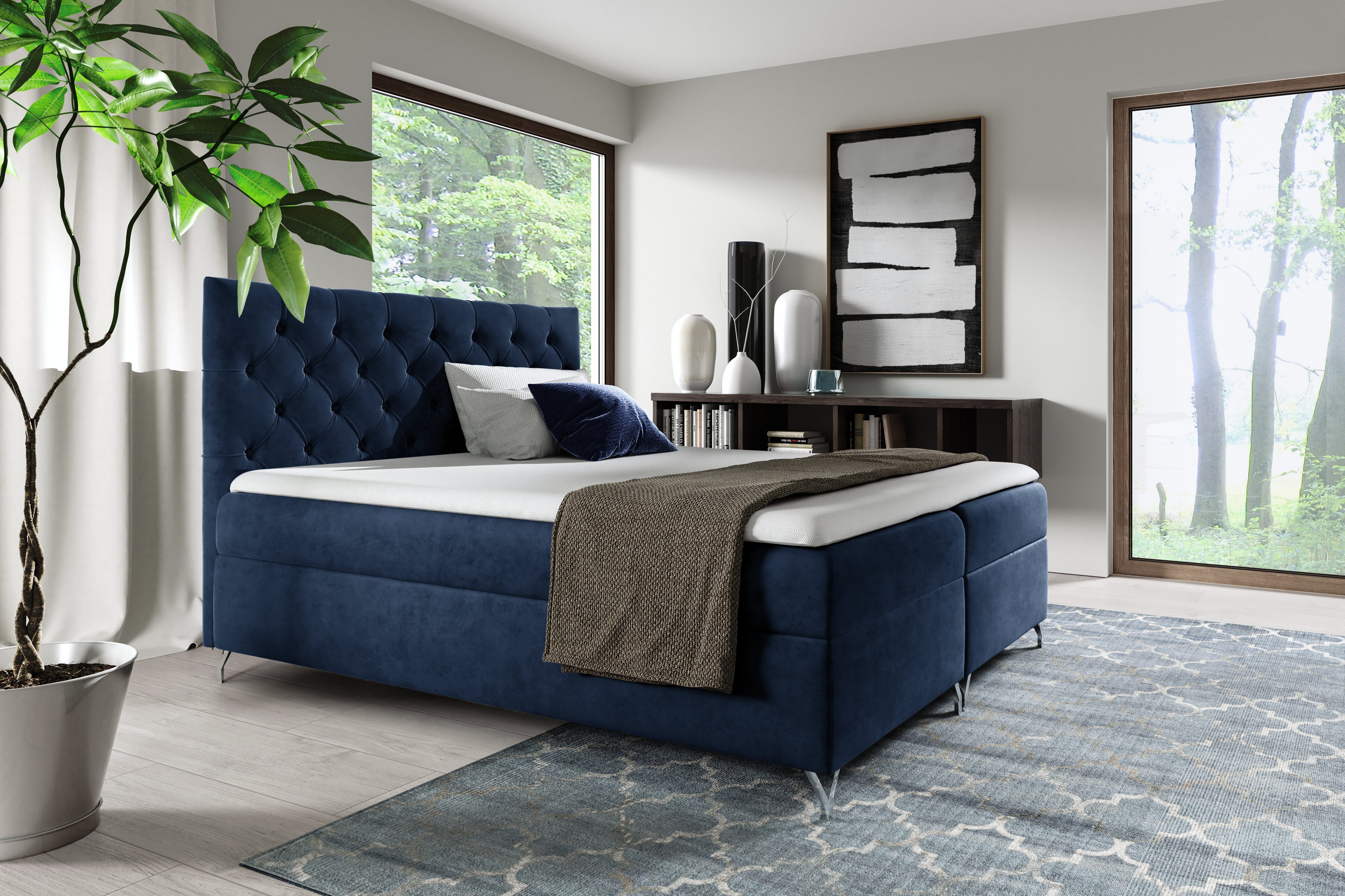 MF Design Boxspringbett Boxspringbett GULIETTE mit Bettkasten und Federautomatik, Vorhanden