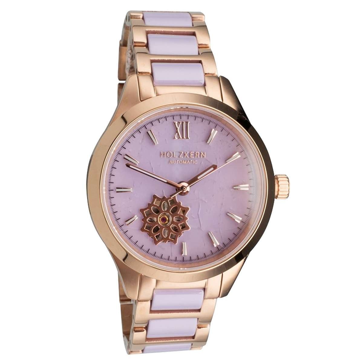 Holzkern Automatikuhr 9010631020378, für Damen Automatik Kaleidoscopic Amethyst/Keramik