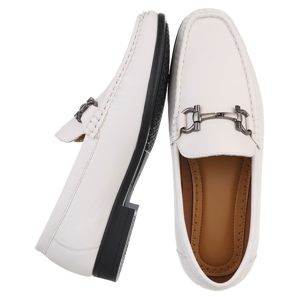 Coolwalk Herren Slipper Mocassin mit Schnalle für Alltag Slipper (91563797) Blockabsatz Slipper in Weiß