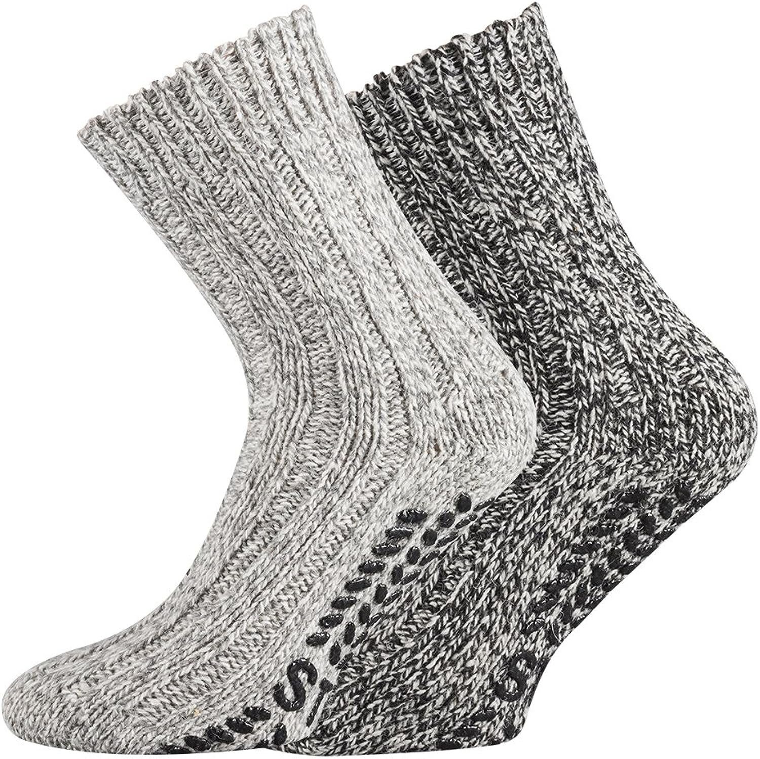 TippTexx 24 ABS-Socken 2 Paar warme ABS-Stopper-Norweger-Socken EIN ECHTER HAUSSCHUH-ERSATZ Grautöne