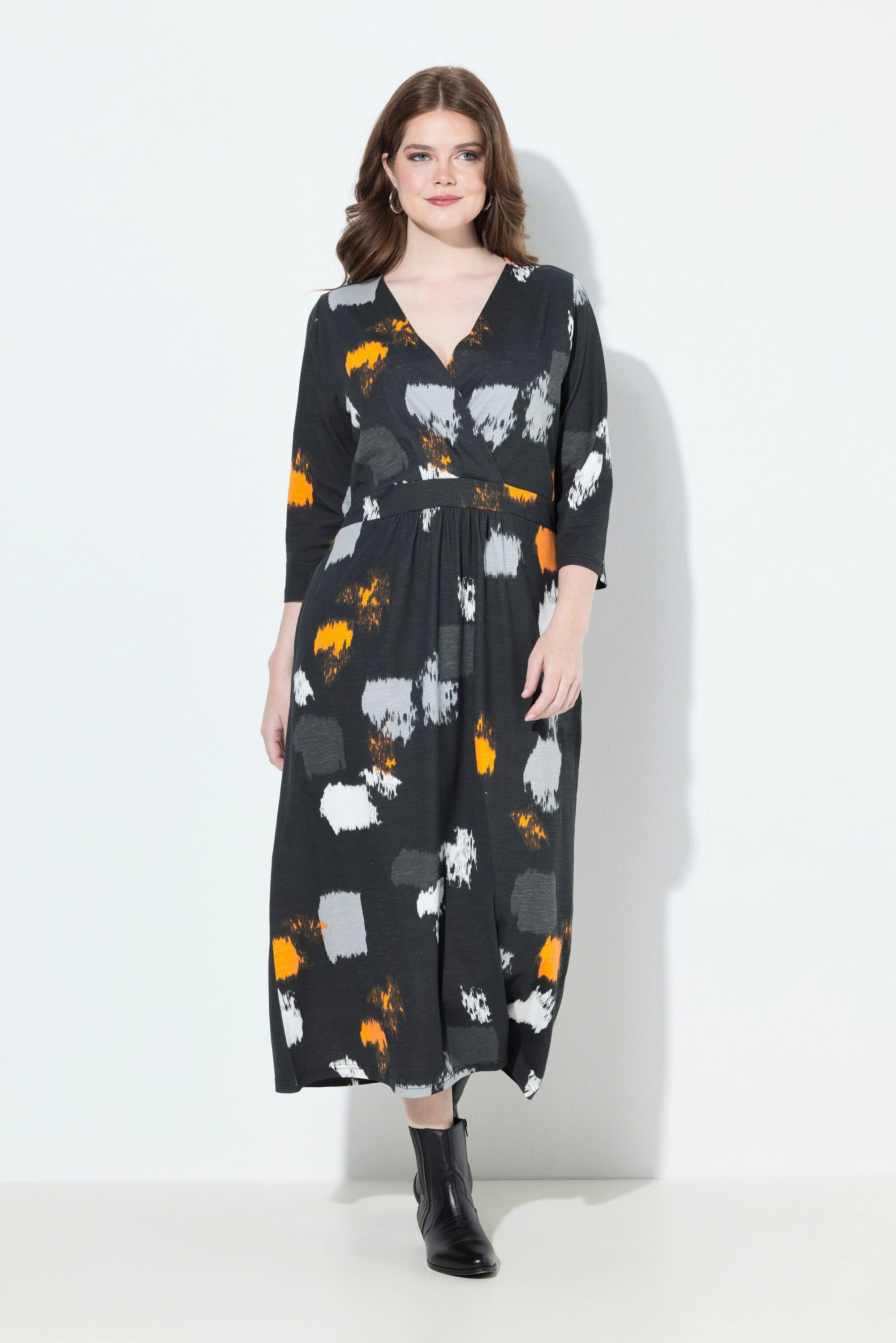 Ulla Popken Jerseykleid Maxikleid grafischer Druck günstig online kaufen