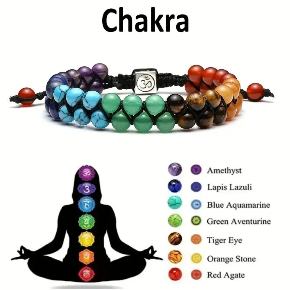 Ware aus aller Welt Perlenarmband Chakra Armband aus Naturstein – Verstellbar – Für Meditation & Yoga (1-tlg)
