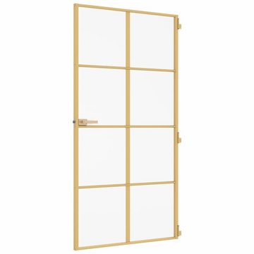 vidaXL Haustür Innentür Zimmertür Glas Schlank Golden 102,5x201,5 cm Hartglas und Alu