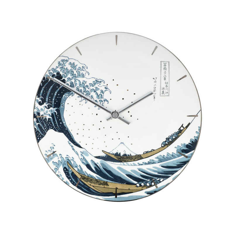 Goebel Wanduhr Uhr Wanduhr Katsushika Hokusai - Die Welle, Porellan 31cm