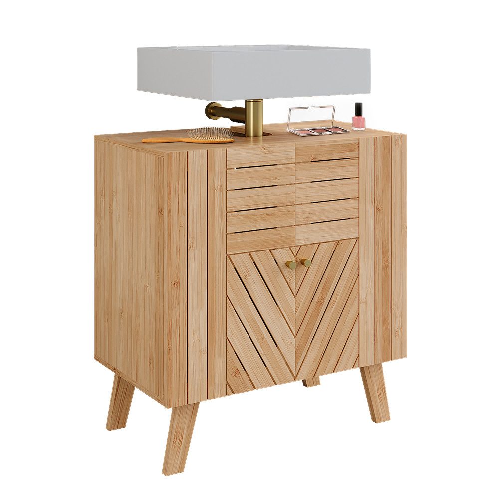 Vicco Waschbeckenunterschrank Lucie, Bambus, 60 x 65 cm mit 2 Türen (1-St) – Bild 5 von 5