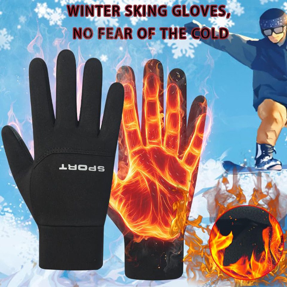 nsihing Fahrradhandschuhe Damen Herren Warme Winterhandschuhe wasserdichte Fleecehandschuhe Touchscreenhandschuhe Winddichte Laufhandschuhe rutschfeste – Bild 2 von 5