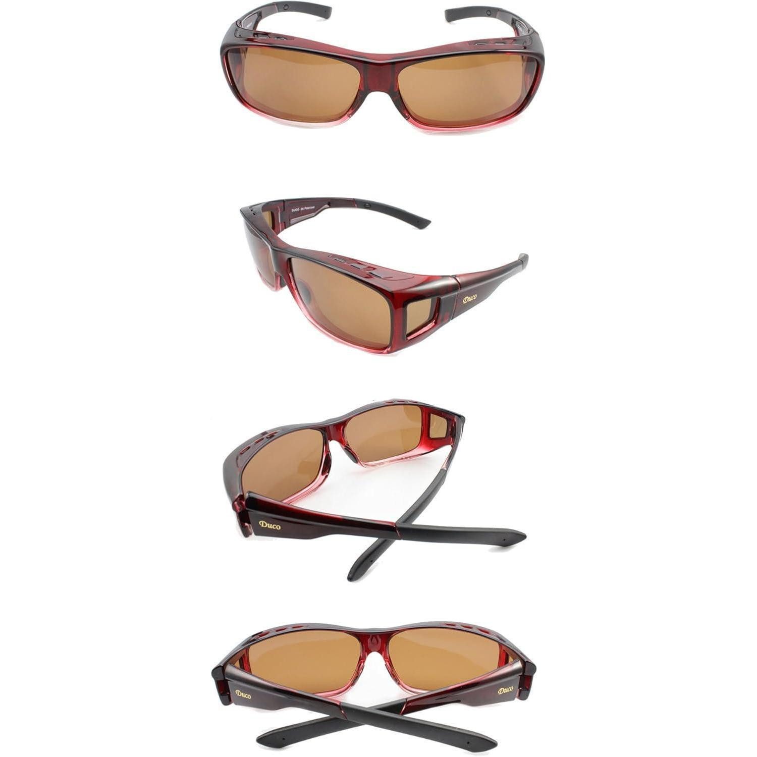 LuxusKollektion Sonnenbrille Sonnenbrille Herren Damen Polarisiert UV400 Fit Over L Wein Rot Braun