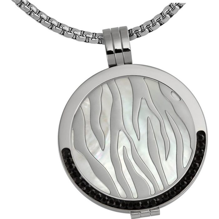 Amello Edelstahlketten-Set Amello Coin Set Muster Damen Halskette (Coin Sets 4-tlg) Coin Sets (Muster) ca. 80cm Edelstahl (Stainless Steel) Farbe: silber weiß schwarz