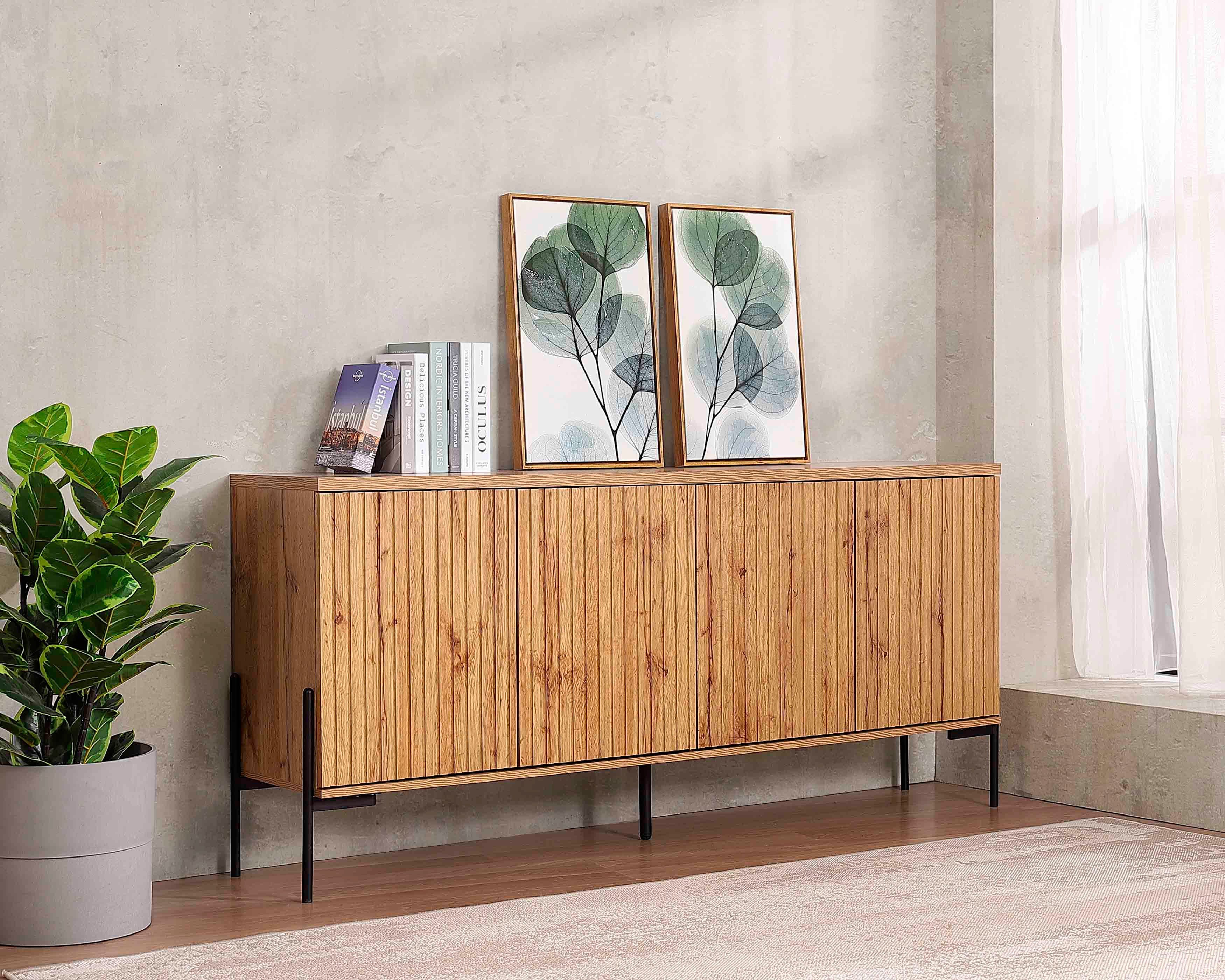 Home affaire Sideboard Valloire, 2 feste Einlegeböden, Push-to-open Funktion, Breite 178 cm, Höhe 80 cm