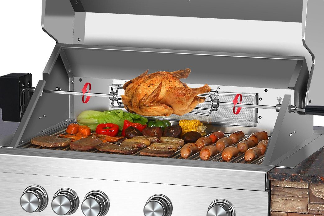 El Fuego Drehspieß El Fuego® Universal Drehspieß mit Motor, bis 120 cm, Größe variabel einstellbar, Edelstahl, inkl. 2 Fleischnadeln – Bild 4 von 4