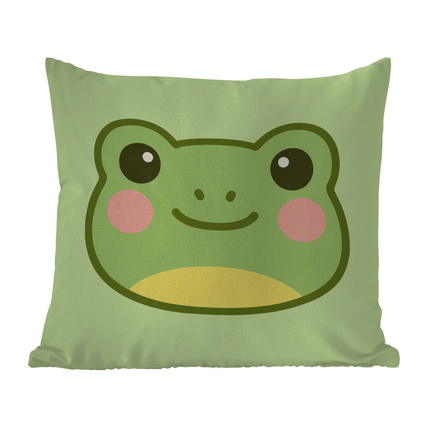 MuchoWow Dekokissen Frosch - Grün - Freundlichkeit, Kissenbezüge, Kissenhülle, Kissen, Outdoor, 40x40 cm