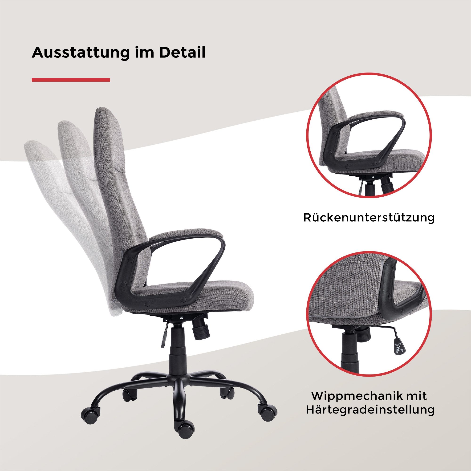 Duo Collection Chefsessel Merlin, Schreibtischstuhl, mit gepolsterten Armlehnen