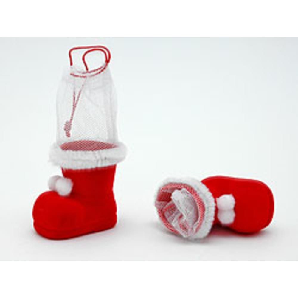 HundB Weihnachtsfigur Nikolausstiefel mit Netz, velours, 5 cm hoch (Stück, günstig online kaufen