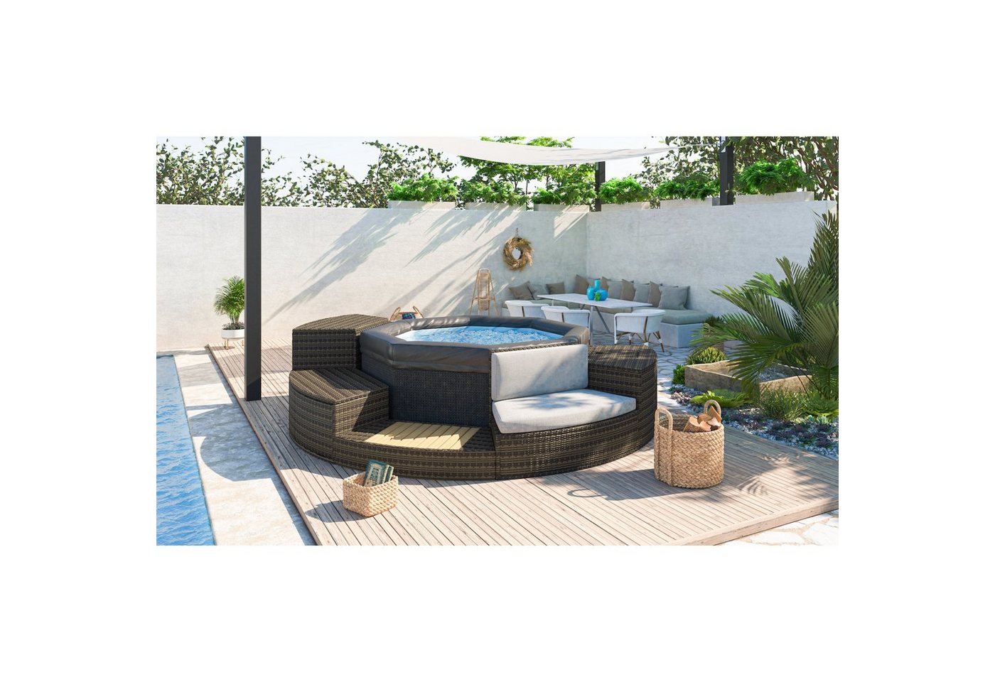 Thumbnail - NetSpa Whirlpool NetSpa Octopus Outdoor Whirlpool halbstarr achteckig für 4-6