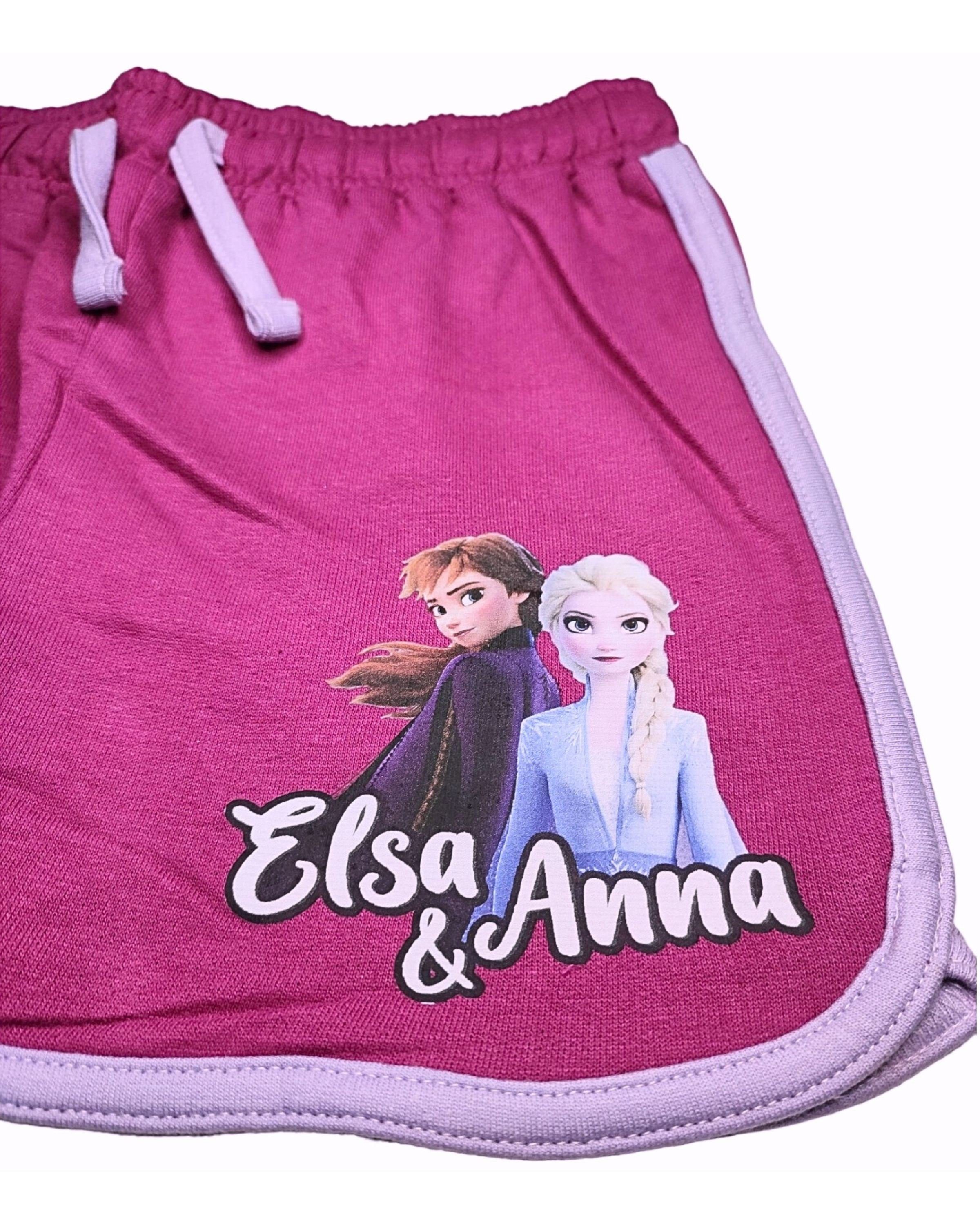Mädchen Baumwolle cm Dunkellila Elsa - Hose & Frozen Shorts Anna 98 aus 128 Disney kurze Gr.