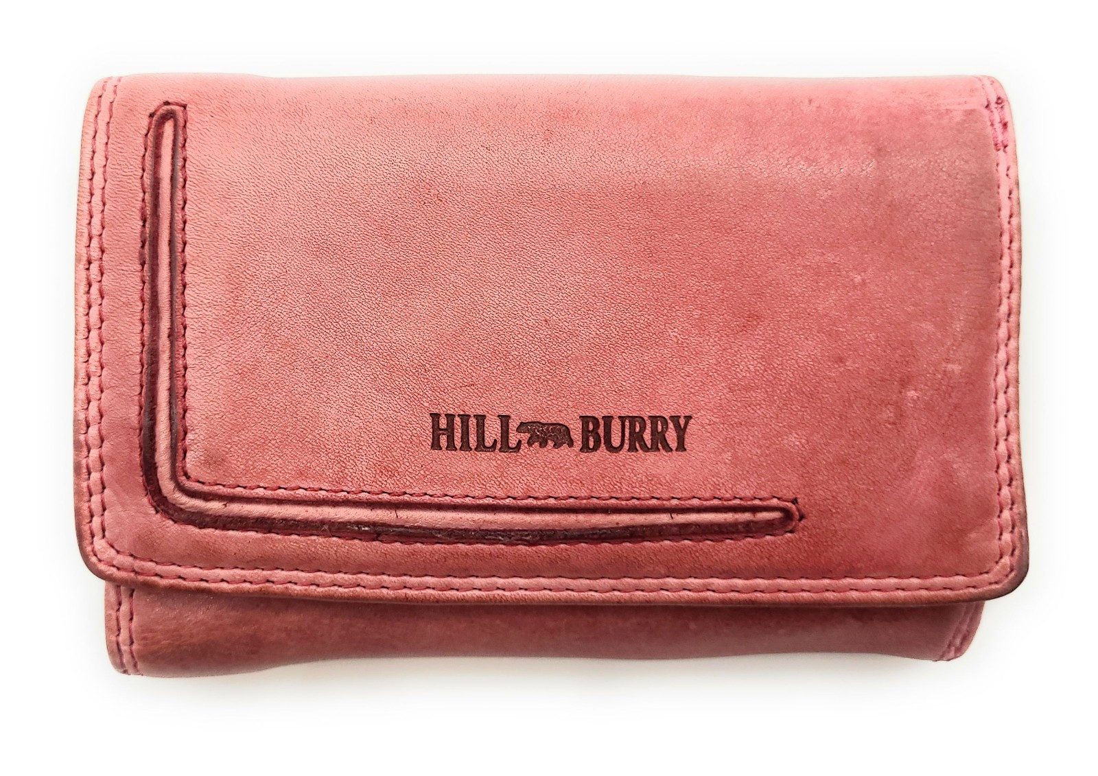 Hill Burry Geldbörse echt Leder Damen Portemonnaie mit RFID Schutz, Handschmeichler aus gewaschenem Rindleder, Farbe pink