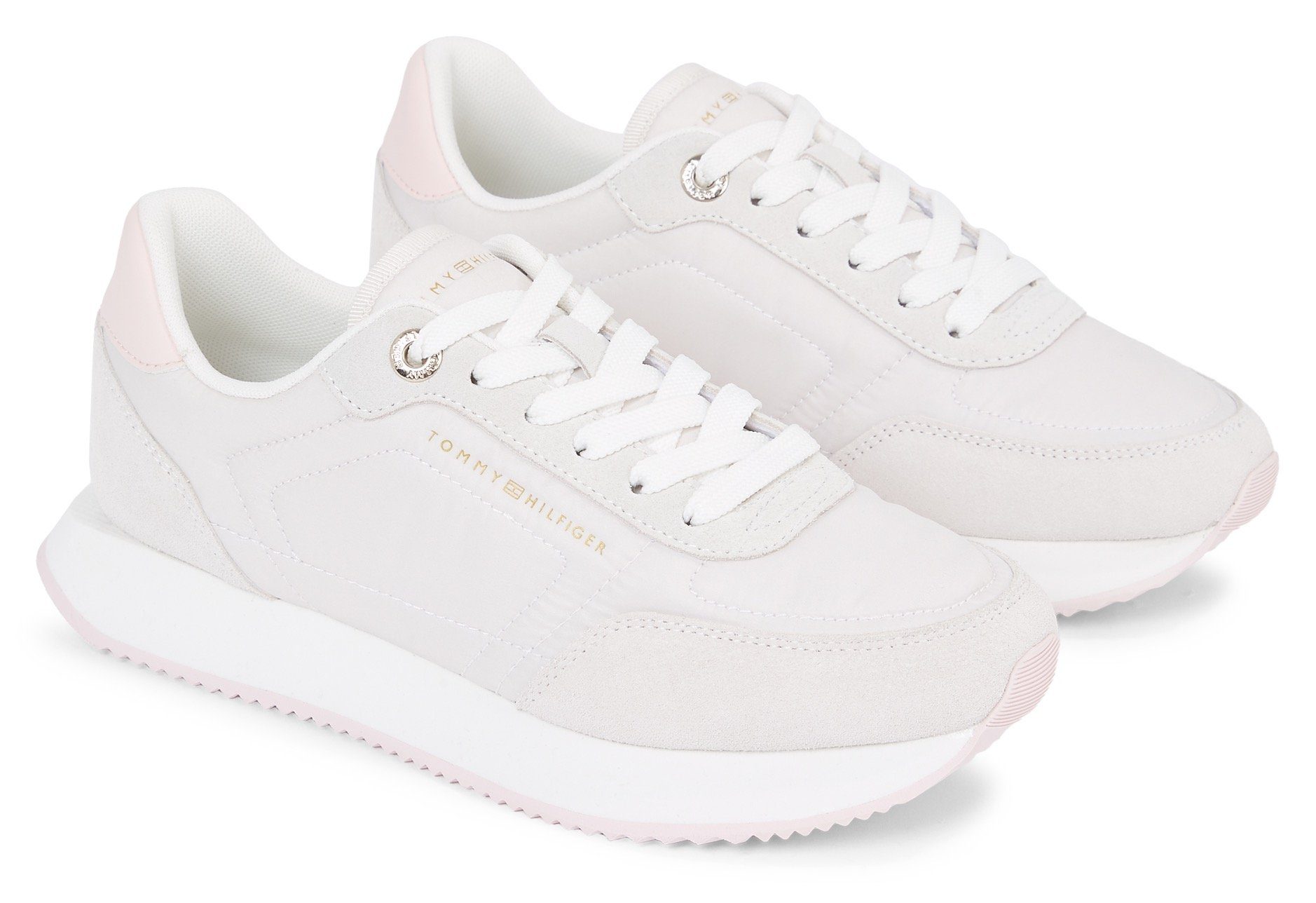 Tommy Hilfiger ESSENTIAL RUNNER Plateausneaker in cleanem Style grau-rose