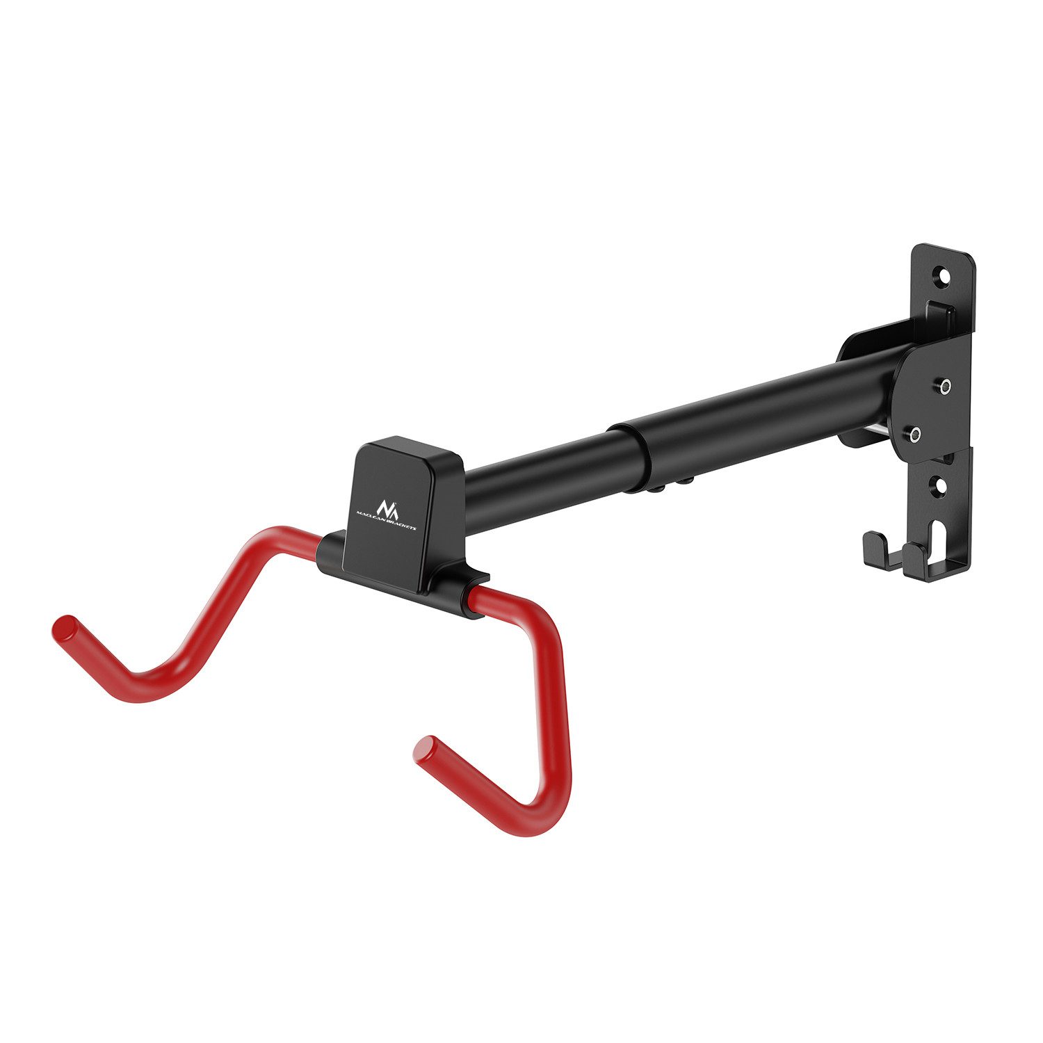 Maclean Fahrradwandhalterung MC-172 Verstellbarer Halter mit Haken zum Aufhängen von Fahrrädern (1-tlg), horizontal, Stahl, max. Belastbarkeit 30 kg, Winkelverstellbar
