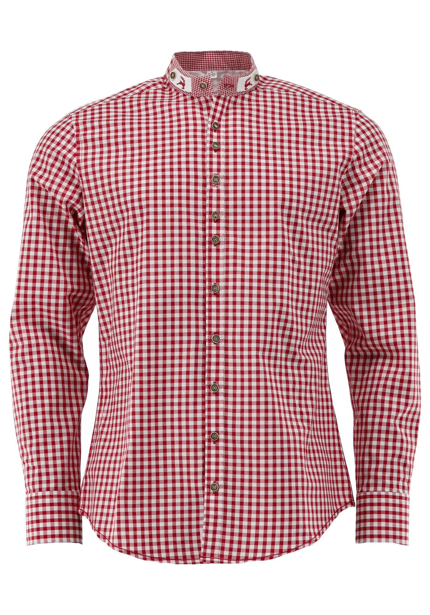 OS Trachten Trachtenhemd Prabu Langarmhemd mit Stehkragen mit Riegel günstig online kaufen