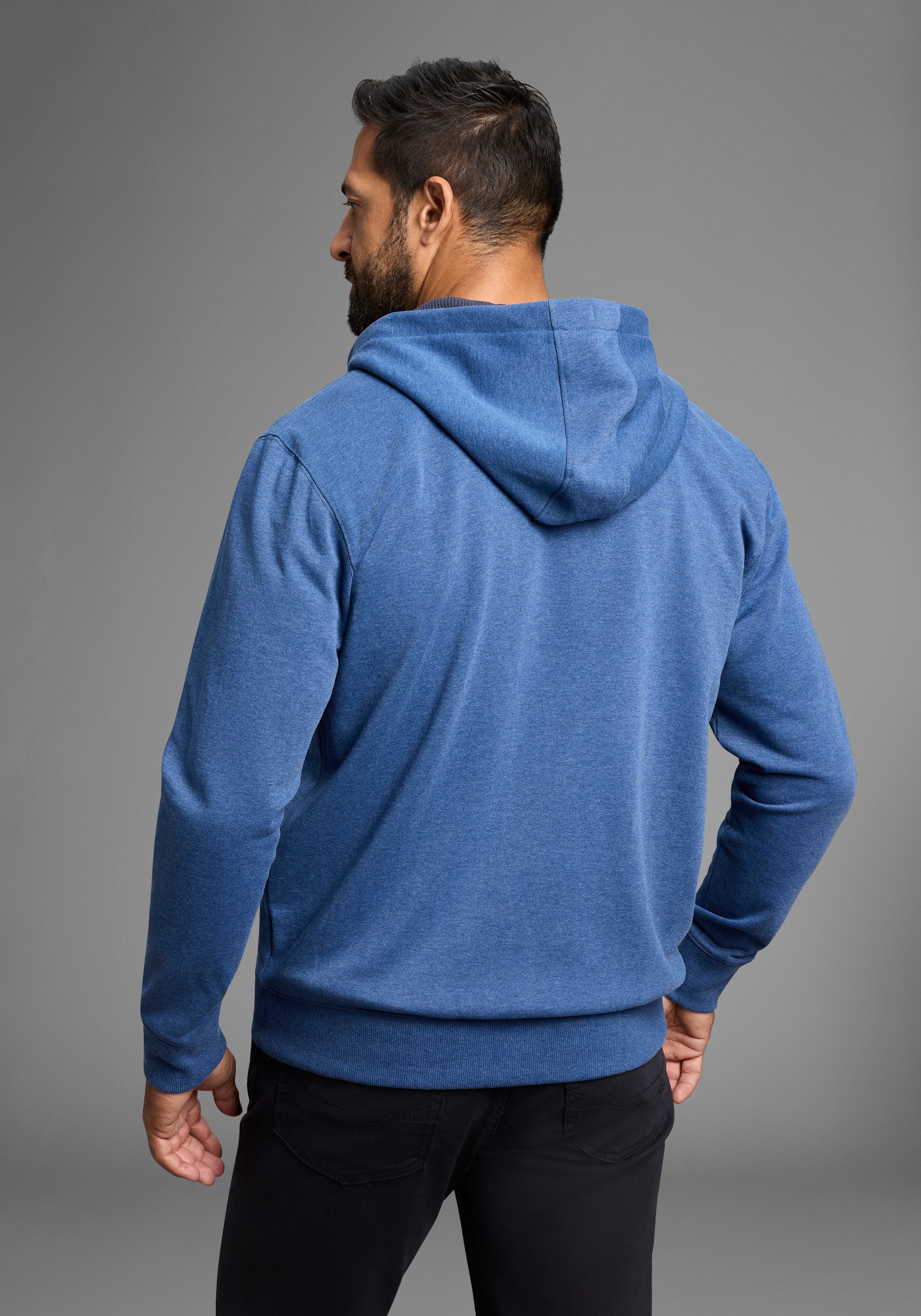 Man's World Kapuzensweatjacke mit kontrastfarbigem Innenfutter günstig online kaufen