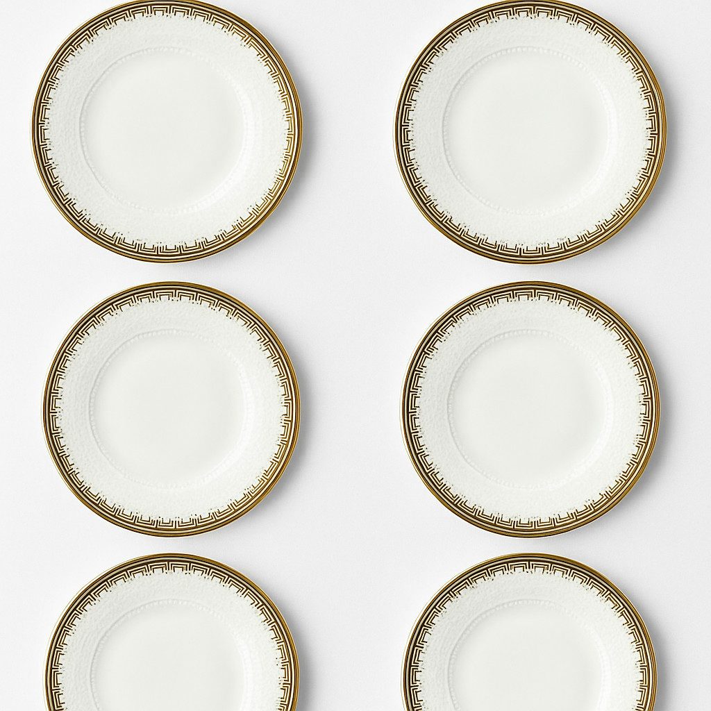 Schatzkiste1 Dessertteller 6er Set Dessertteller, Menüteller, Kuchenteller Mäander, 30cm Dessertteller aus Porzellan