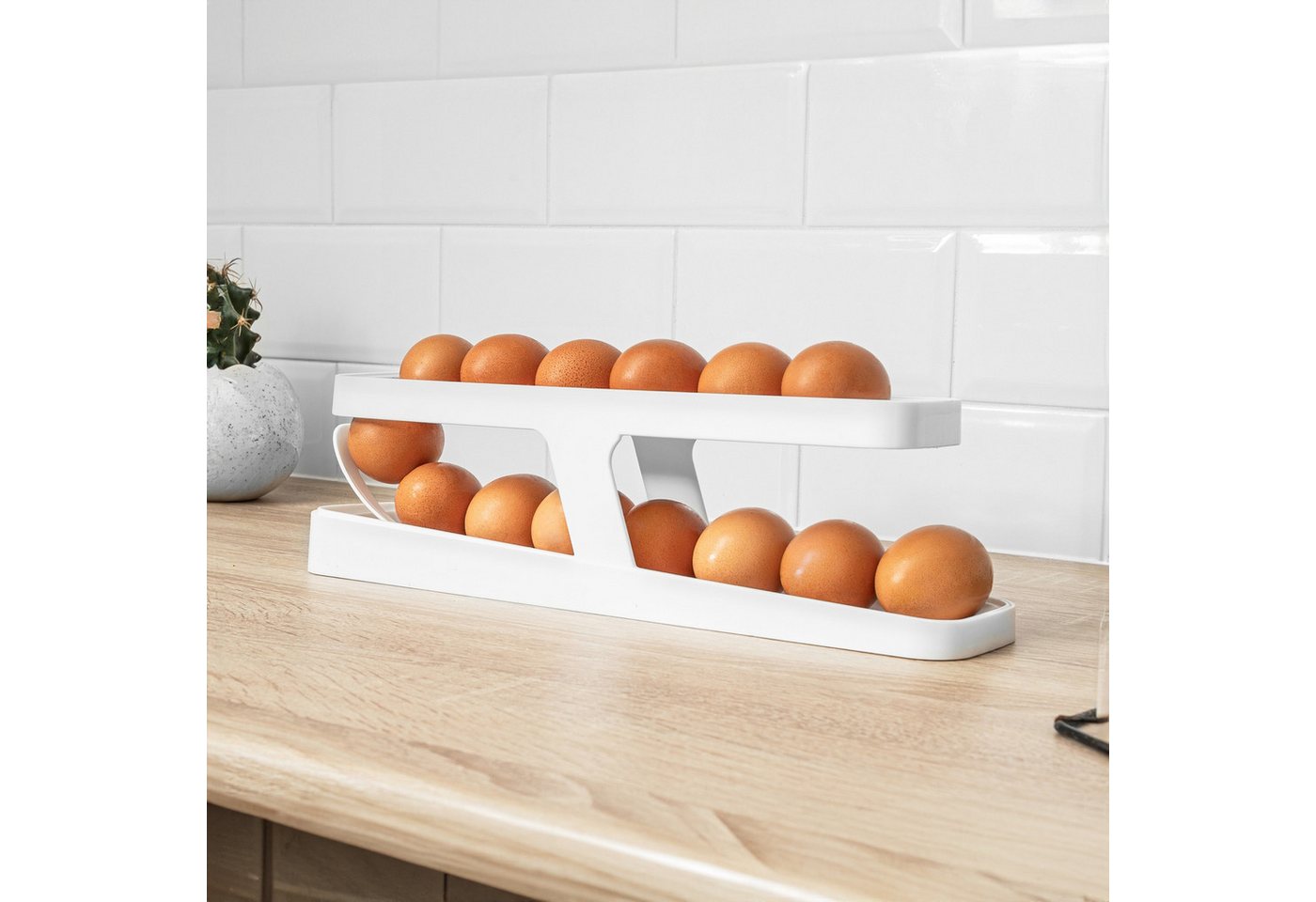 Gadget Master Eierbecher Eierhalter für Kühlschrank Organizer automatisch rollender 12 14 Eier