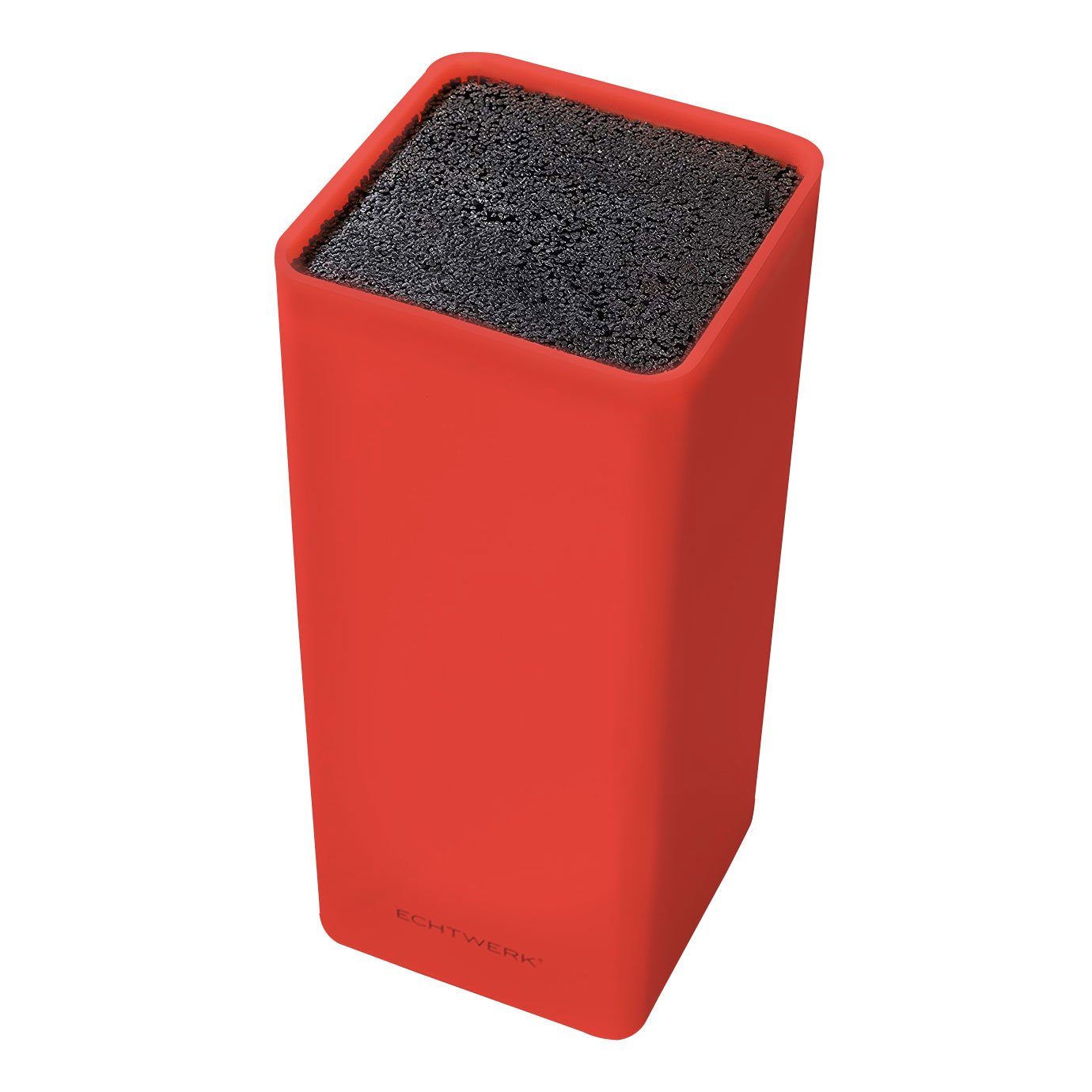 Messerblock ECHTWERK mit Kunststoff Rot, Square, Borsteneinsatz, Universal-Messerblock