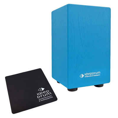 keepdrum Cajon DC1M BL Junior Blau,Bundle, mit Sitz-Pad