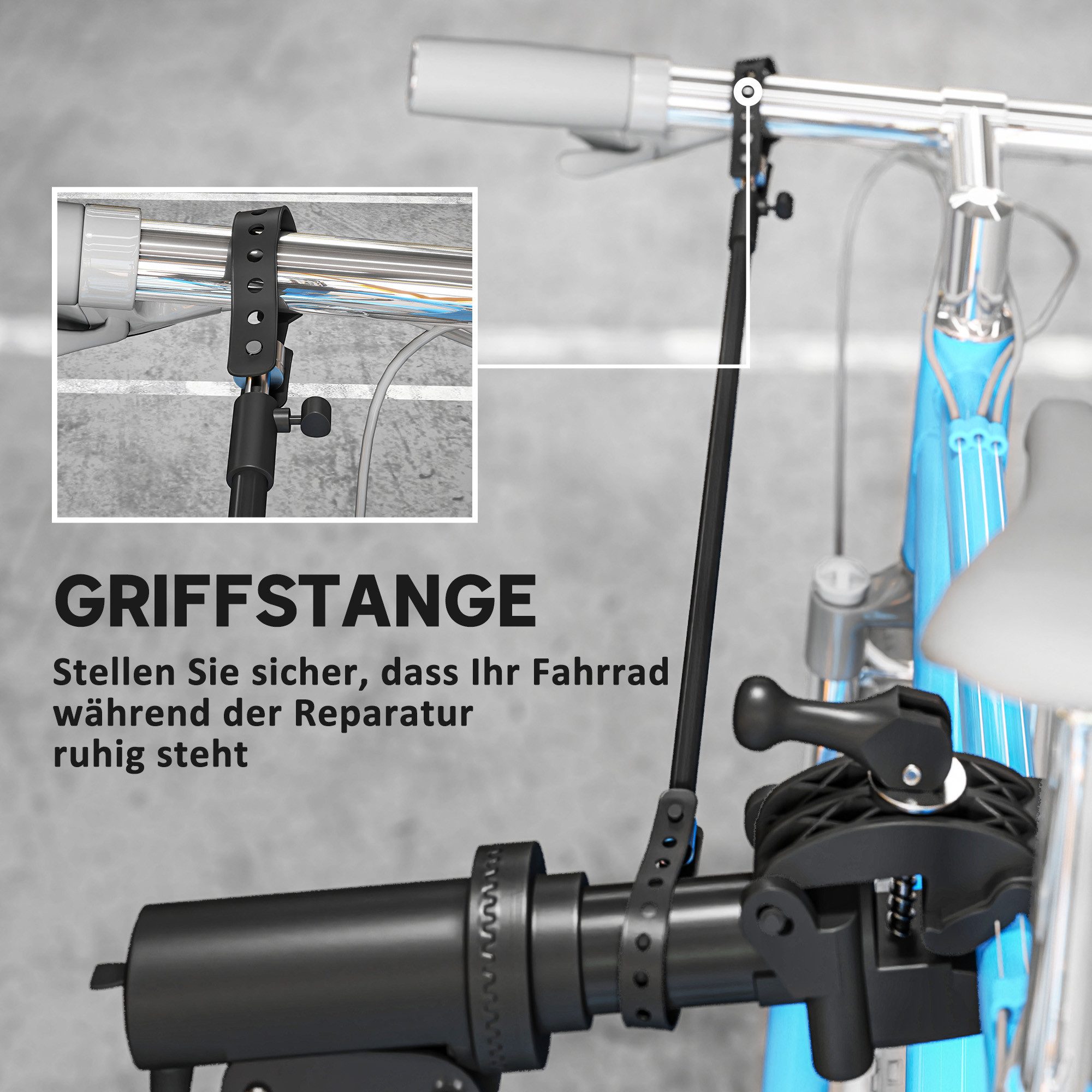 HOMCOM Fahrrad-Montageständer faltbar, höhenverstellbar und 360° drehbar (Fahrradständer, 1-tlg., Reparaturständer für Fahrräder), für Rennrad, Mountainbike, E-Bike