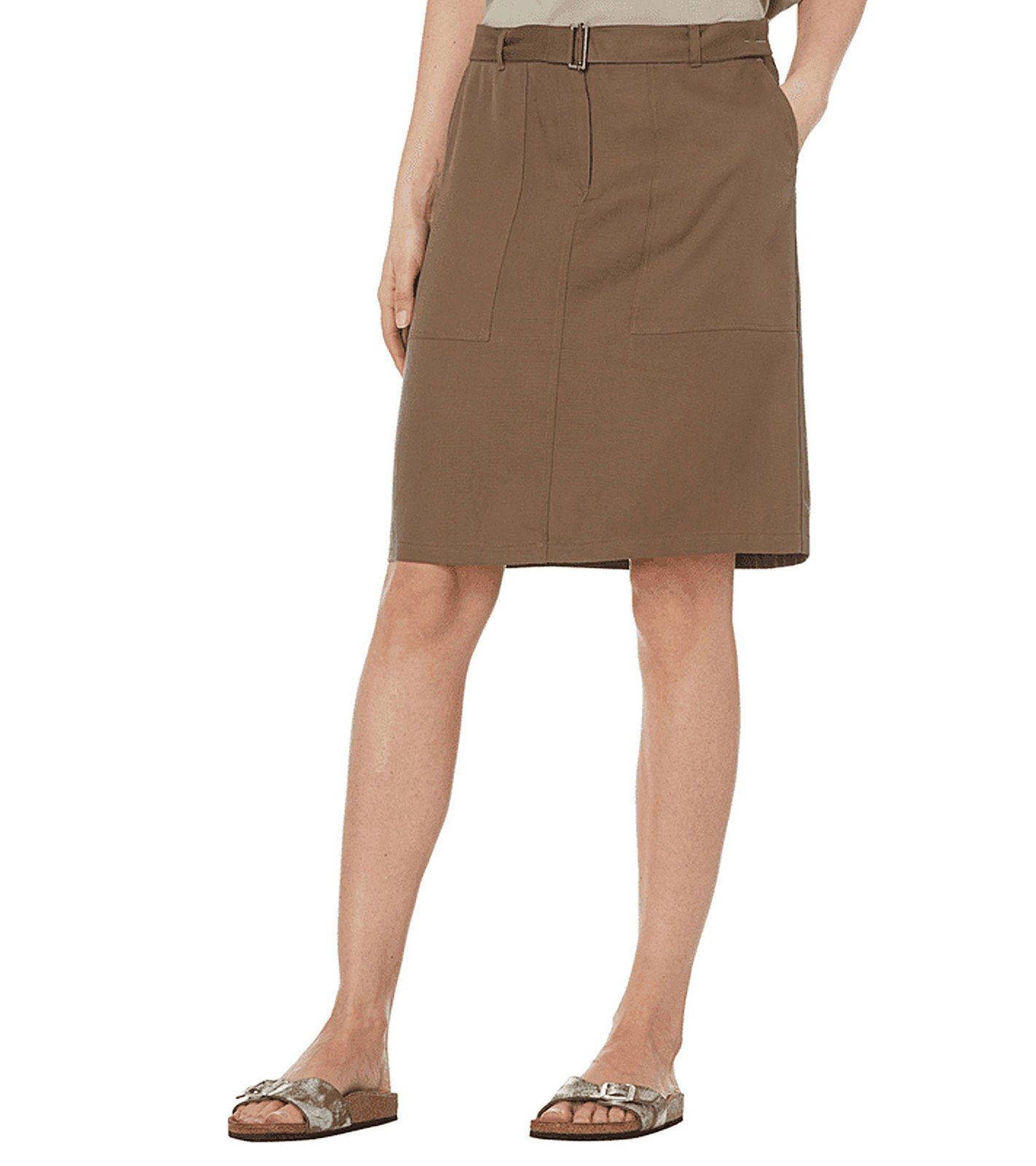 Christian Berg Sommerrock Christian Berg Mini-Rock zeitloser Damen Freizeit-Rock Mit Gürtel Sommer-Rock Khaki