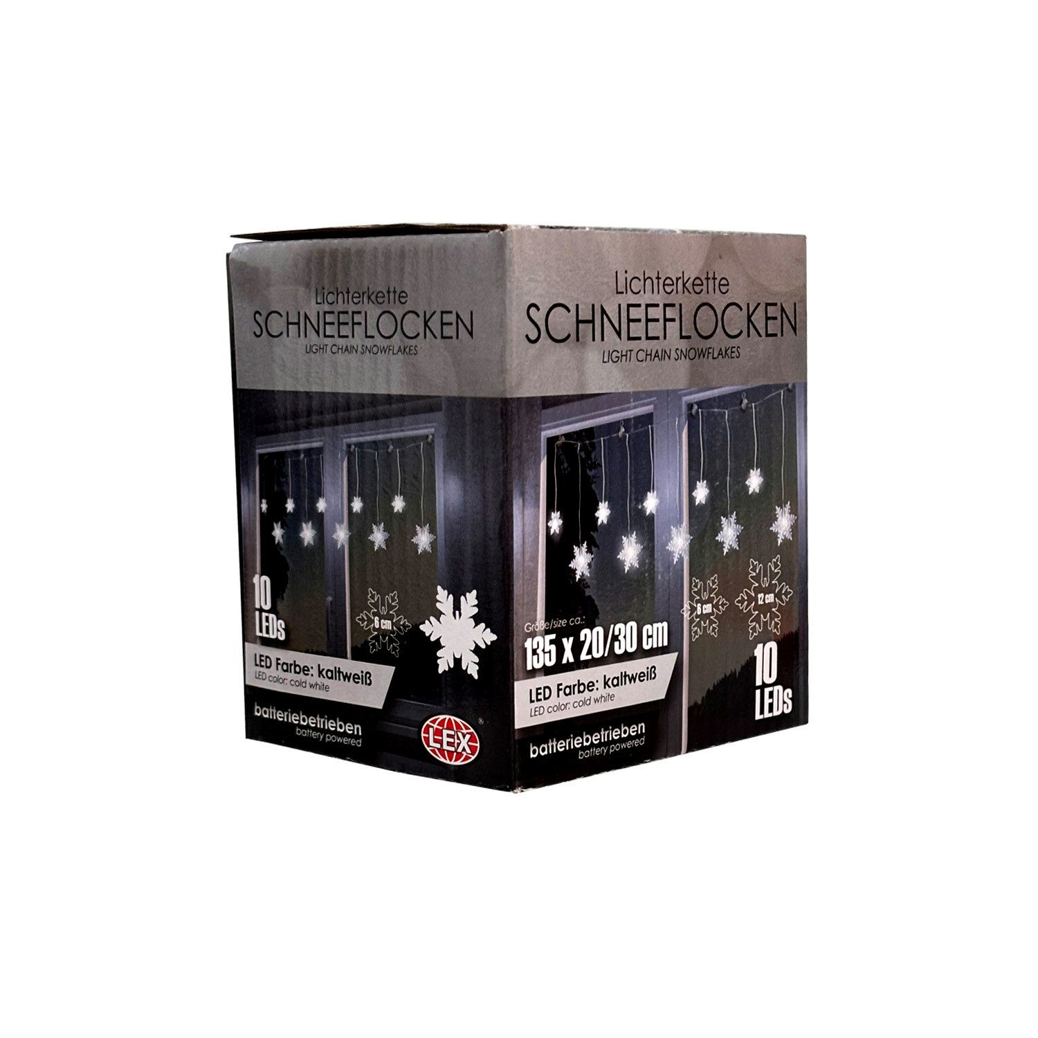 Mojawo Lichtervorhang Lichterkette Lichtervorhang Schneeflocke Beleuchtung 10 LEDs Batterie